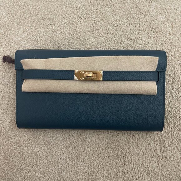 Brand New Hermes Kelly To Go Wallet Bag - Blue de Prusse / GHW - Picture 2 of 14